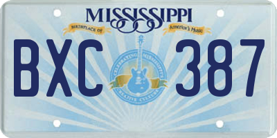 MS license plate BXC387