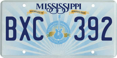 MS license plate BXC392
