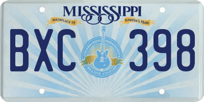 MS license plate BXC398