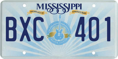 MS license plate BXC401