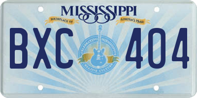 MS license plate BXC404
