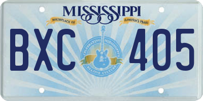 MS license plate BXC405