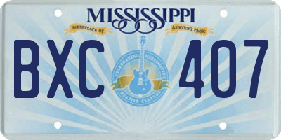 MS license plate BXC407