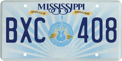 MS license plate BXC408