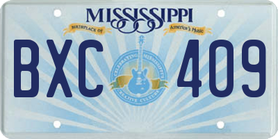 MS license plate BXC409