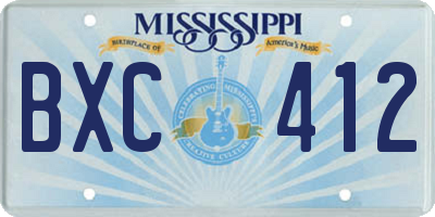 MS license plate BXC412