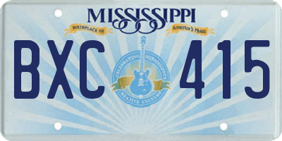 MS license plate BXC415