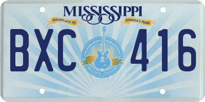 MS license plate BXC416