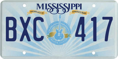 MS license plate BXC417