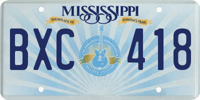 MS license plate BXC418