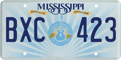 MS license plate BXC423