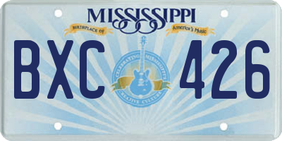 MS license plate BXC426