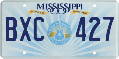 MS license plate BXC427
