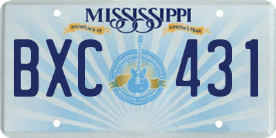 MS license plate BXC431