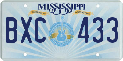 MS license plate BXC433