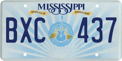 MS license plate BXC437