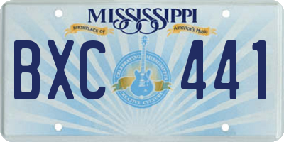 MS license plate BXC441