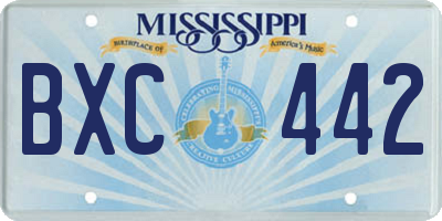 MS license plate BXC442
