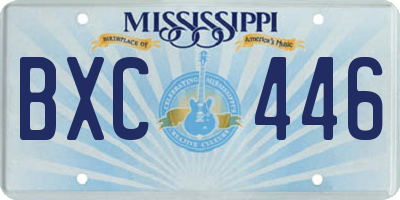 MS license plate BXC446