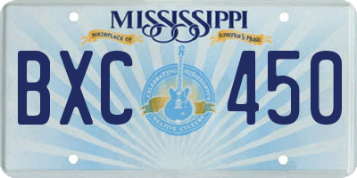 MS license plate BXC450