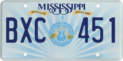 MS license plate BXC451