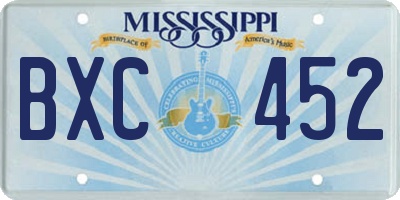 MS license plate BXC452