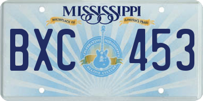 MS license plate BXC453