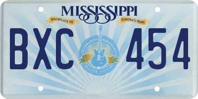 MS license plate BXC454