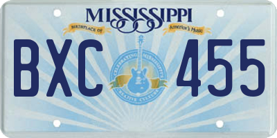 MS license plate BXC455