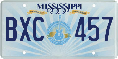 MS license plate BXC457