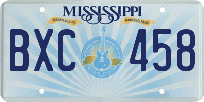 MS license plate BXC458