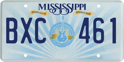 MS license plate BXC461