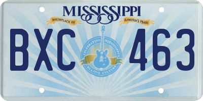MS license plate BXC463