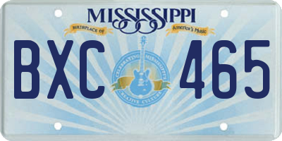 MS license plate BXC465