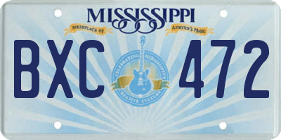MS license plate BXC472