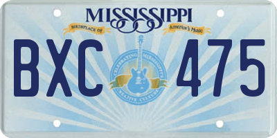 MS license plate BXC475