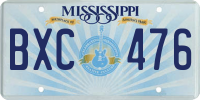 MS license plate BXC476