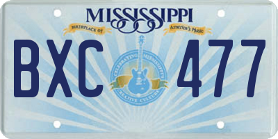 MS license plate BXC477
