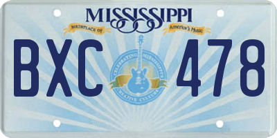 MS license plate BXC478