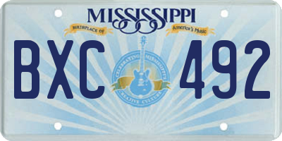 MS license plate BXC492