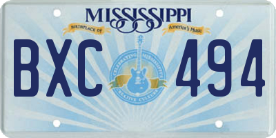 MS license plate BXC494