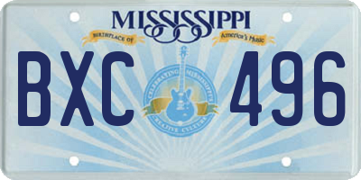 MS license plate BXC496