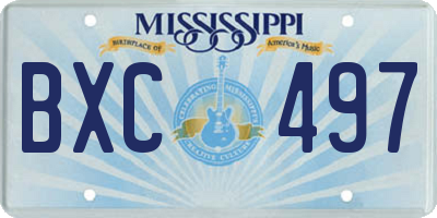 MS license plate BXC497