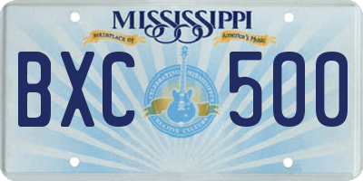 MS license plate BXC500