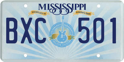 MS license plate BXC501