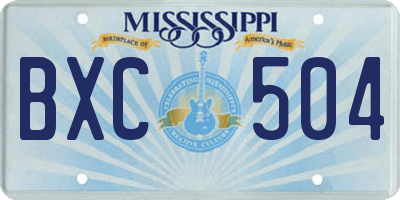 MS license plate BXC504