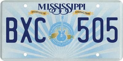 MS license plate BXC505