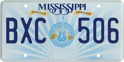 MS license plate BXC506
