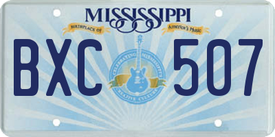MS license plate BXC507