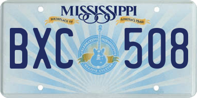 MS license plate BXC508